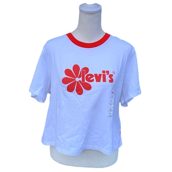 Levi’s Orange Flower Cropped Summer Tshirt - Picture 1 of 7